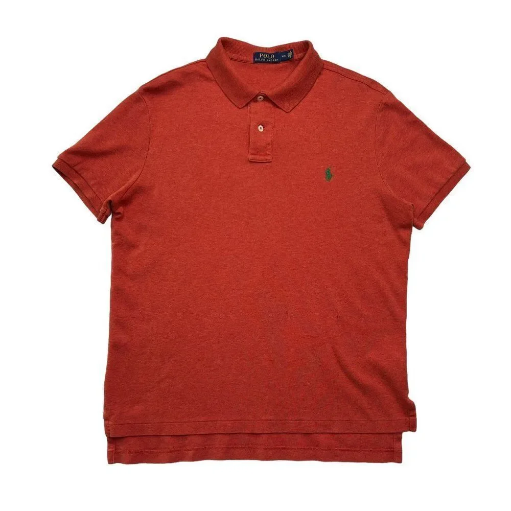 Polo Ralph Lauren Polo Shirt Men's Large Orange Red Soft Cotton Golf Polo